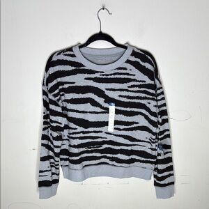 Arizona Women's Zebra Print Cotton Knit Sweater Size Medium NEW!